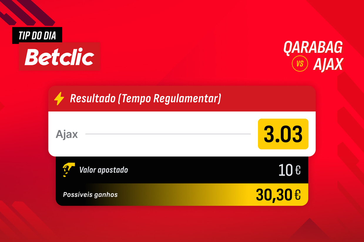 TIP DO DIA | Qarabag x Ajax - Prognóstico e Aposta Sugerida